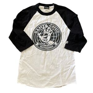 NHS Santa Cruz Skateboards screaming hand Black & White Raglan t-shirt